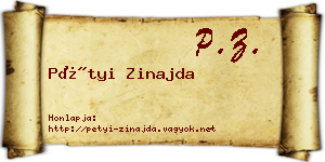 Pétyi Zinajda névjegykártya